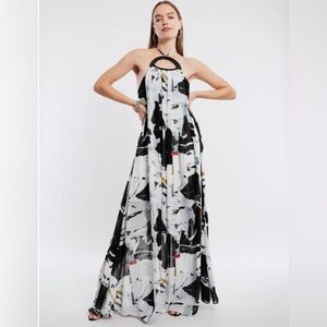 BCBG Abstract Print Halter Maxi Dress Size S